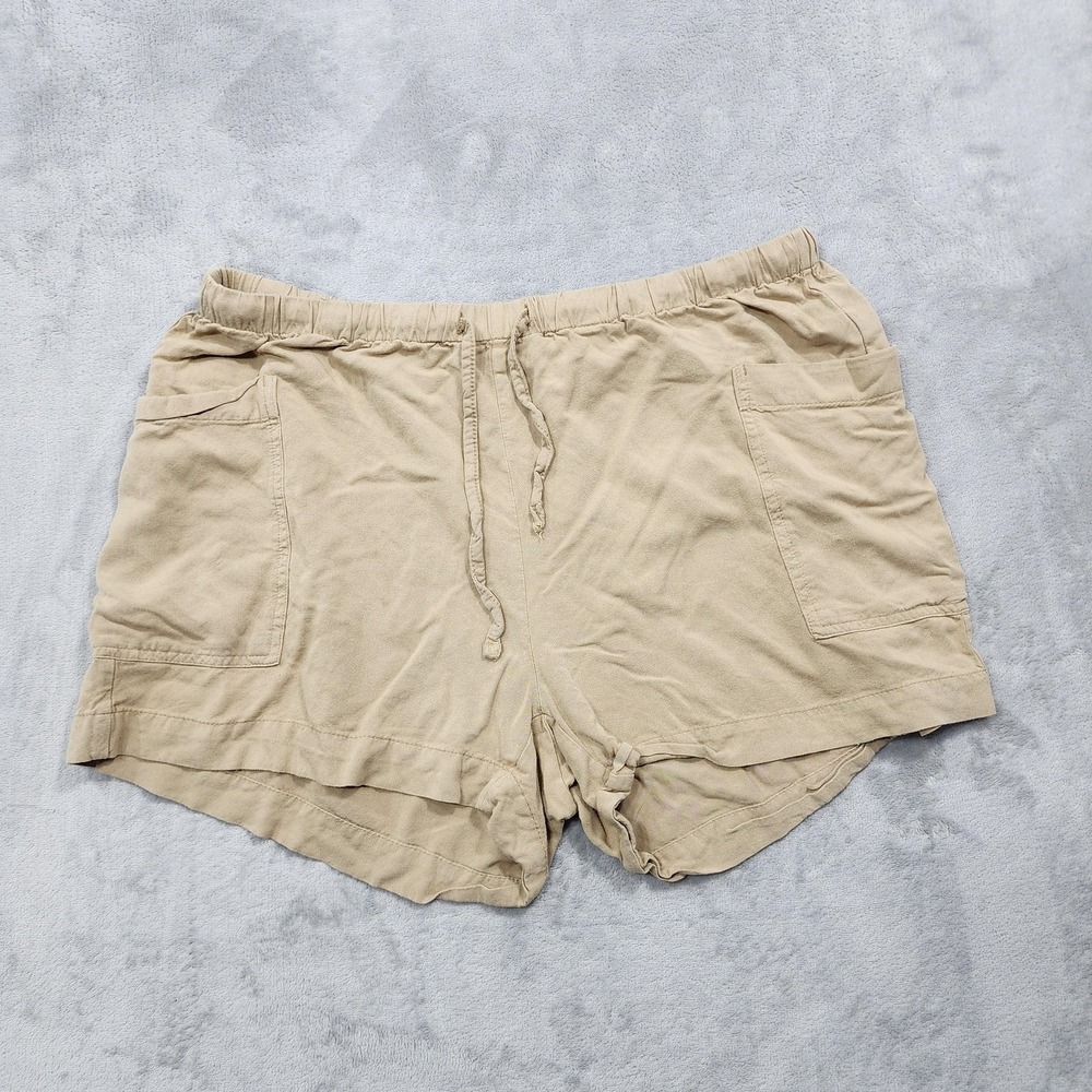 Old Navy Shorts Womens L Beige Playa Cargo Rayon Drawstring Casual Summer Beach